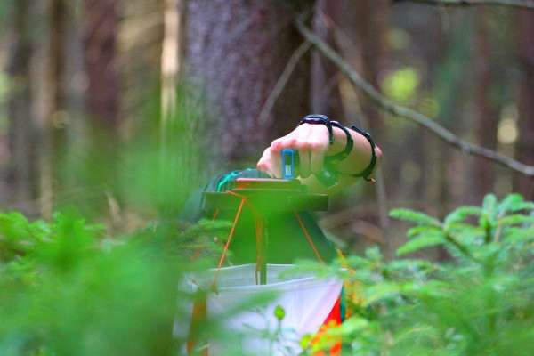 Endlich erreicht - Postenstandort im Wald